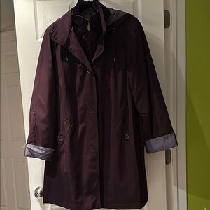 Gallery Purple and Gray Trench Coat Water-Resistant Mid-Length